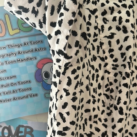 Rebecca Taylor Black and White Patterned Dress with Lace Trim - Picture 5 of 10